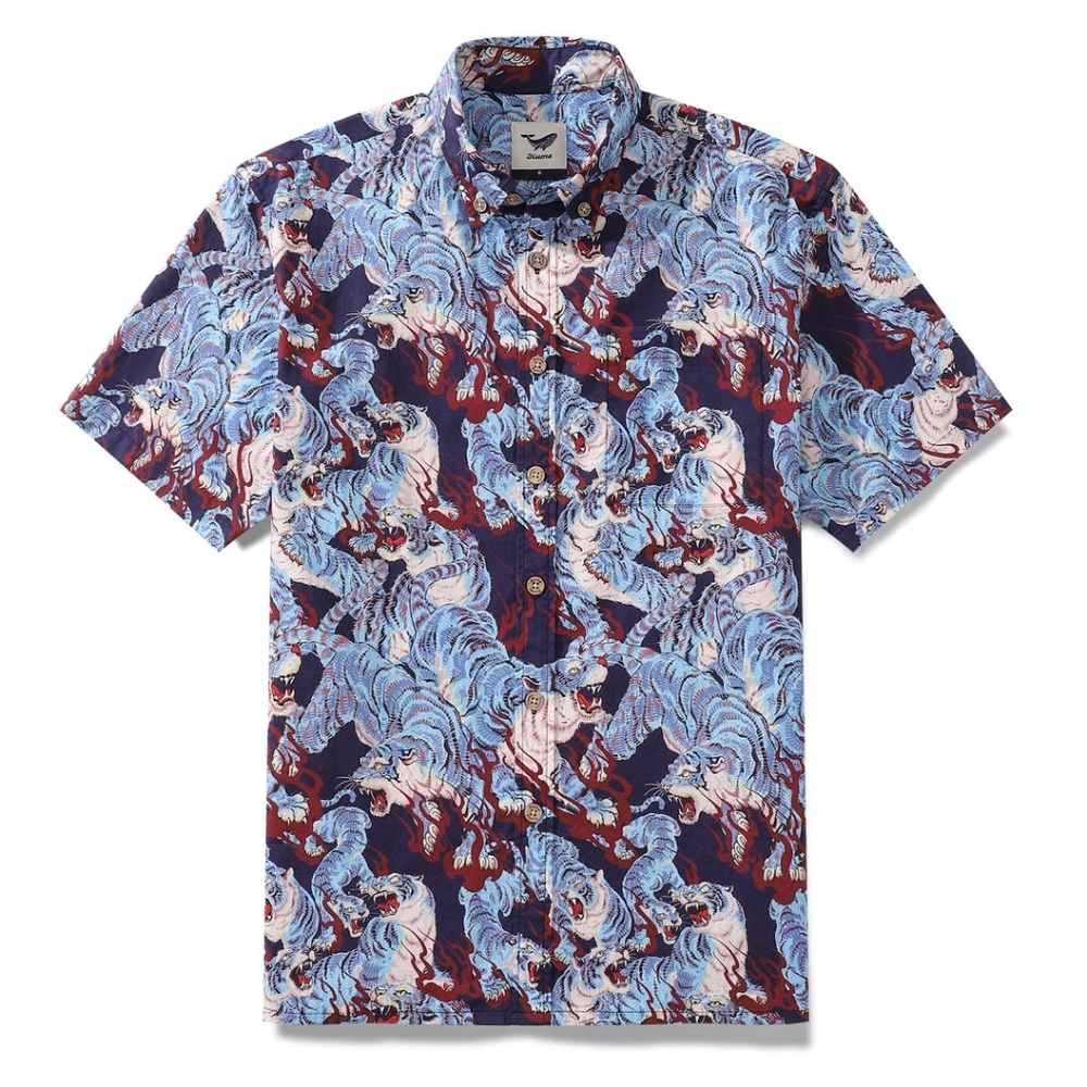 Yiume The Staredown Men's Hawaiian Shirt In Tiger Print Size Large